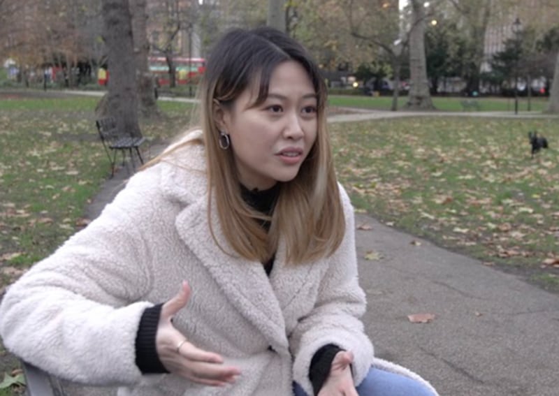 刘珈汶说区议员只是一个名衔,港人身份不会完结。 (韦平 摄)
